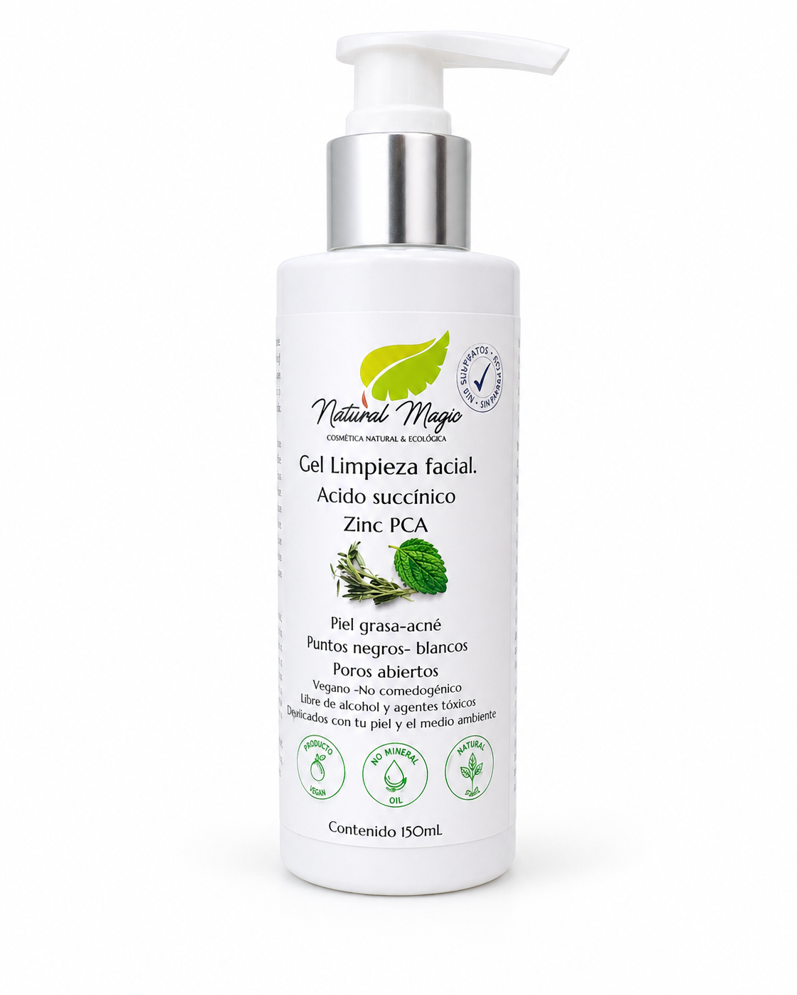Gel Limpiador Facial Acido Succínico- Zinc PCA – Natural Magic Hn